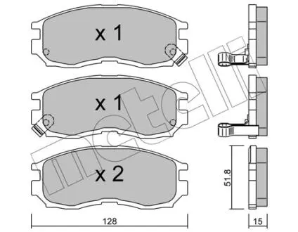 2202240 Колодки гальмівні (передні) Mitsubishi Colt 90-96/Galant/Lancer 88-04/Space Wagon 91-98 METELLI підбір по vin на Brocar
