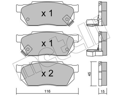 2202471 Тормозные колодки, дисковый тормоз (набор) METELLI підбір по vin на Brocar