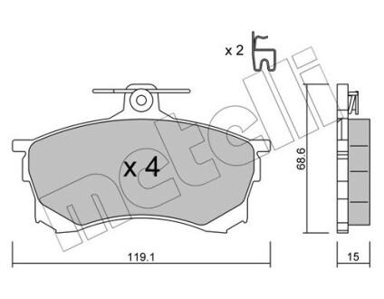 2202500 Тормозные колодки, дисковый тормоз (набор) METELLI подбор по vin на Brocar