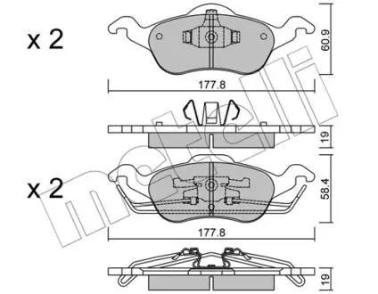 2202910 Колодки тормозные (передние) Ford Focus 98-05 METELLI подбор по vin на Brocar