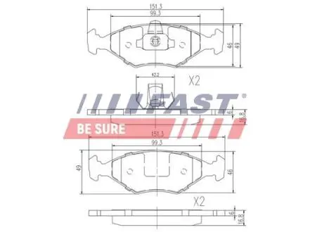FT29008 Fast КОЛОДКИ ТОРМ. FIAT PALIO/SIENA -99 FAST підбір по vin на Brocar