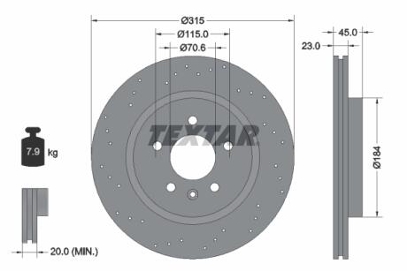 92290003 Диск гальмівнийTYL OPEL ASTRA J 12- GTC TEXTAR підбір по vin на Brocar