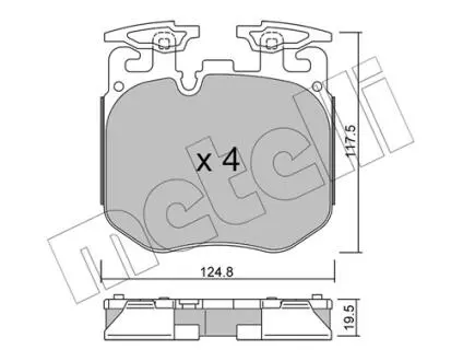 2211470 Колодки гальмівні (передні) BMW 3 (G20)/5 (G30/F90)/7 (G11-12)/X5 (G05/F95)/X7 (G07) 15- B47B57/B58 METELLI підбір по vin на Brocar