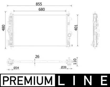 CR928000P Радіатор, система охолодження двигуна MAHLE / KNECHT підбір по vin на Brocar