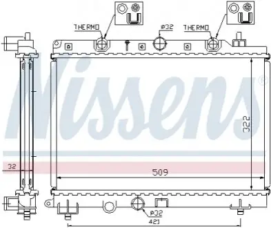 64304A Радіатор, охолодження двигуна NISSENS підбір по vin на Brocar