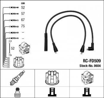 RCFD509 Высоковольтные провода (набор) NGK підбір по vin на Brocar