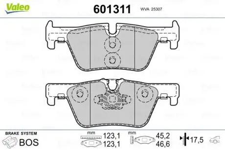 601311 Дискові гальмівні колодки VALEO підбір по vin на Brocar