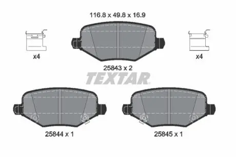 2584301 Гальмівні колодки (набір) TEXTAR підбір по vin на Brocar