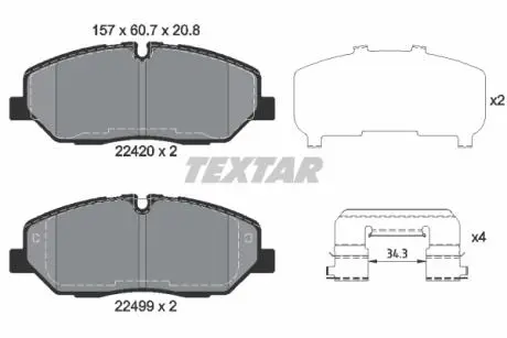 2242001 Гальмівні колодки (набір) TEXTAR підбір по vin на Brocar