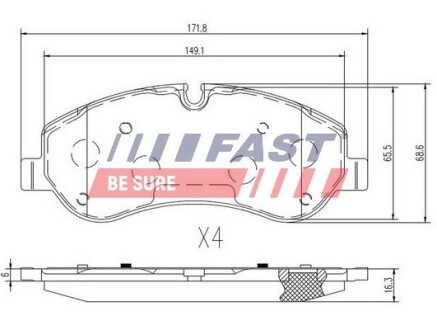 FT29549 Тормозные колодки (набор) FAST подбор по vin на Brocar