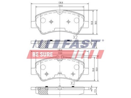 FT29545 Тормозные колодки (набор) FAST подбор по vin на Brocar