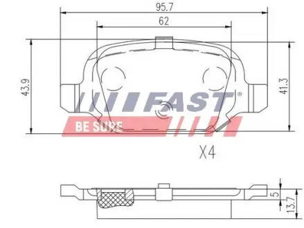 FT29162 Гальмівні колодки (набір) FAST підбір по vin на Brocar