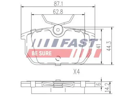 FT29035 Гальмівні колодки (набір) FAST підбір по vin на Brocar