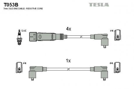 T053B Провода зажигания, набор TESLA подбор по vin на Brocar