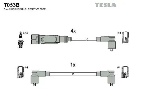 T053B Дроти запалення, набір TESLA підбір по vin на Brocar