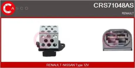 CRS71048AS Резистор вентилятора радіатора Renault Fluence, Grand Scenic III, Latitude, Megane, Megane III, Scenic III 1.2-Electric 11.08- CASCO підбір по vin на Brocar