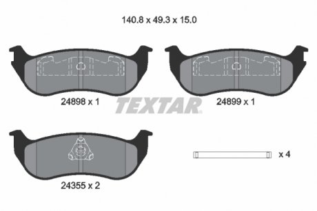 2489803 KLOCKI HAMULCOWE TYL TEXTAR підбір по vin на Brocar