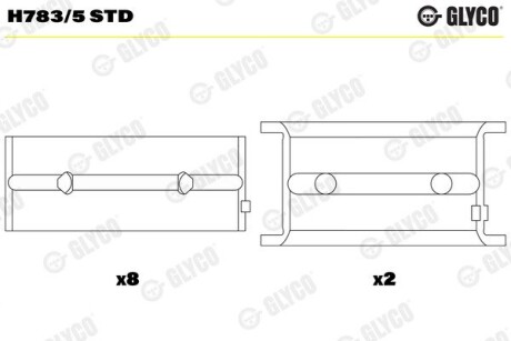 H7835STD Подшипник коленвала GLYCO подбор по vin на Brocar