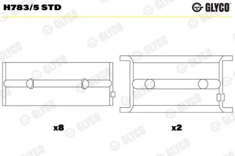H7835STD Подшипник коленвала GLYCO подбор по vin на Brocar