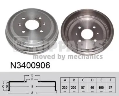 N3400906 Тормозной барабан NIPPARTS подбор по vin на Brocar