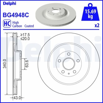 BG4948C Диск тормознойTYL DELPHI подбор по vin на Brocar