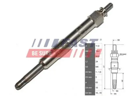 FT82730 Свеча накаливания FAST підбір по vin на Brocar
