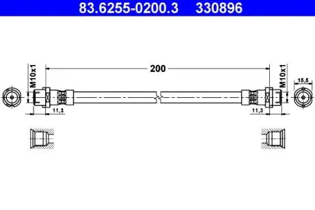 83625502003 Шланг гальмівний ATE підбір по vin на Brocar