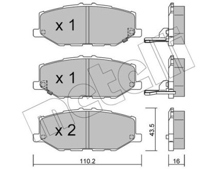 2212150 Колодки передние METELLI підбір по vin на Brocar