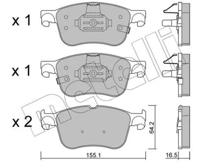2212050 Колодки тормозные (передние) Ford Focus/Kuga 1.0-2.0 EcoBoost18- METELLI підбір по vin на Brocar