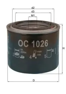 OC1026 Масляный фильтр MAHLE / KNECHT підбір по vin на Brocar