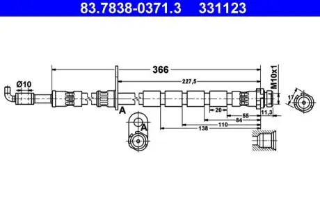83783803713 Тормозной шланг ATE підбір по vin на Brocar