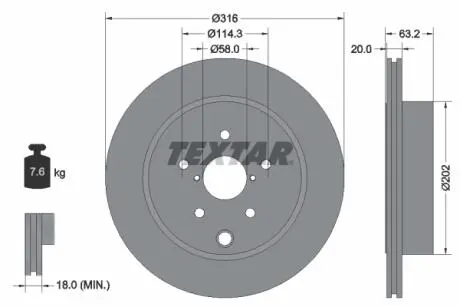 92243703 Тормозной диск TEXTAR подбор по vin на Brocar