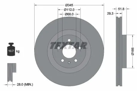 92160203 Тормозной диск TEXTAR підбір по vin на Brocar