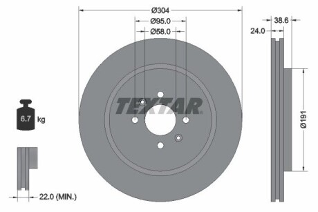 92170203 Гальмівний диск TEXTAR підбір по vin на Brocar