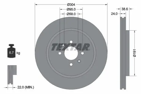 92170203 Тормозной диск TEXTAR подбор по vin на Brocar