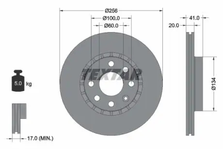 92056503 Гальмівний диск TEXTAR підбір по vin на Brocar