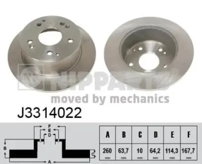 J3314022 Тормозной диск NIPPARTS подбор по vin на Brocar
