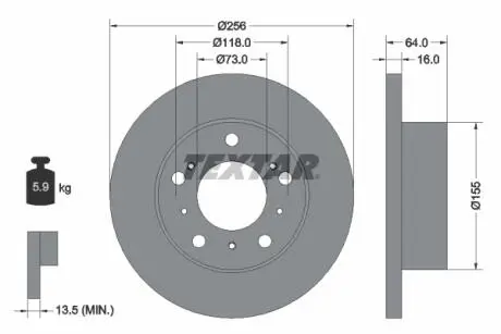 92034400 Гальмівний диск TEXTAR підбір по vin на Brocar