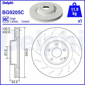 BG9205C Гальмівний диск DELPHI підбір по vin на Brocar