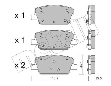 2212830 Колодки тормозные (задние) Hyundai Santa Fe 18- METELLI підбір по vin на Brocar