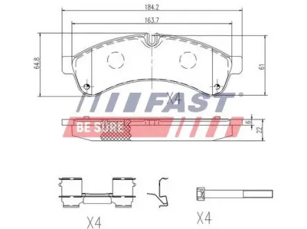 FT29153 Колодки дискові гальмові задні IVECO DAILY E4 06-11, E5 11-14, E6 14-н.в. FAST підбір по vin на Brocar