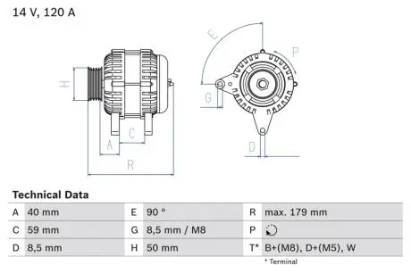 0986038950 Генератор BOSCH підбір по vin на Brocar