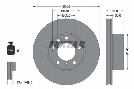 92304905 Диск тормозной (передний) MB G-class (W461/W463) 03- (315x30) PRO+ TEXTAR подбор по vin на Brocar