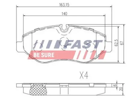 FT29019 Колодки гальмівні передні дискові MERCEDES SPRINTER 906 06-18, VW CRAFTER 06-16 FAST підбір по vin на Brocar