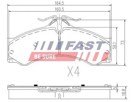 FT29015 Колодки гальмівні передні дискові MERCEDES SPRINTER 901-905 95-06, MERCEDES SPRINTER 906 06-18 FAST підбір по vin на Brocar