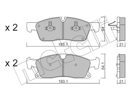 2209274 Колодки тормозные (передние) MB M/GLE/GL/GLS-class (W166/X166) 11-19/Jeep Grand Cherokee 10- METELLI підбір по vin на Brocar