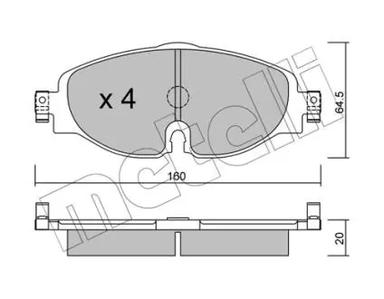 2209500 Колодки тормозные (передние) Audi A1/Q3 18-/Skoda Octavia/VW Golf/Caddy/Touran/Passat 12- METELLI подбор по vin на Brocar
