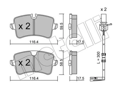 2209551K Колодки гальмівні (задні) Audi A8 09-(з датчиками) METELLI підбір по vin на Brocar