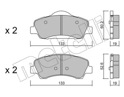 2209820 Колодки тормозные (передние) Citroen C4 Cactus 14-/C-Elysee/Peugeot 301 12-/308 II 13- (с аксес.) METELLI подбор по vin на Brocar