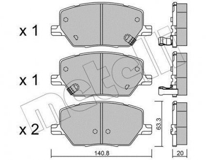 2210010 Колодки тормозные (передние) Fiat 500X 1.4-1.6/1.6-2.0D 14-/ Jeep Renegade1.4-1.6/2.0CRD 14- METELLI підбір по vin на Brocar